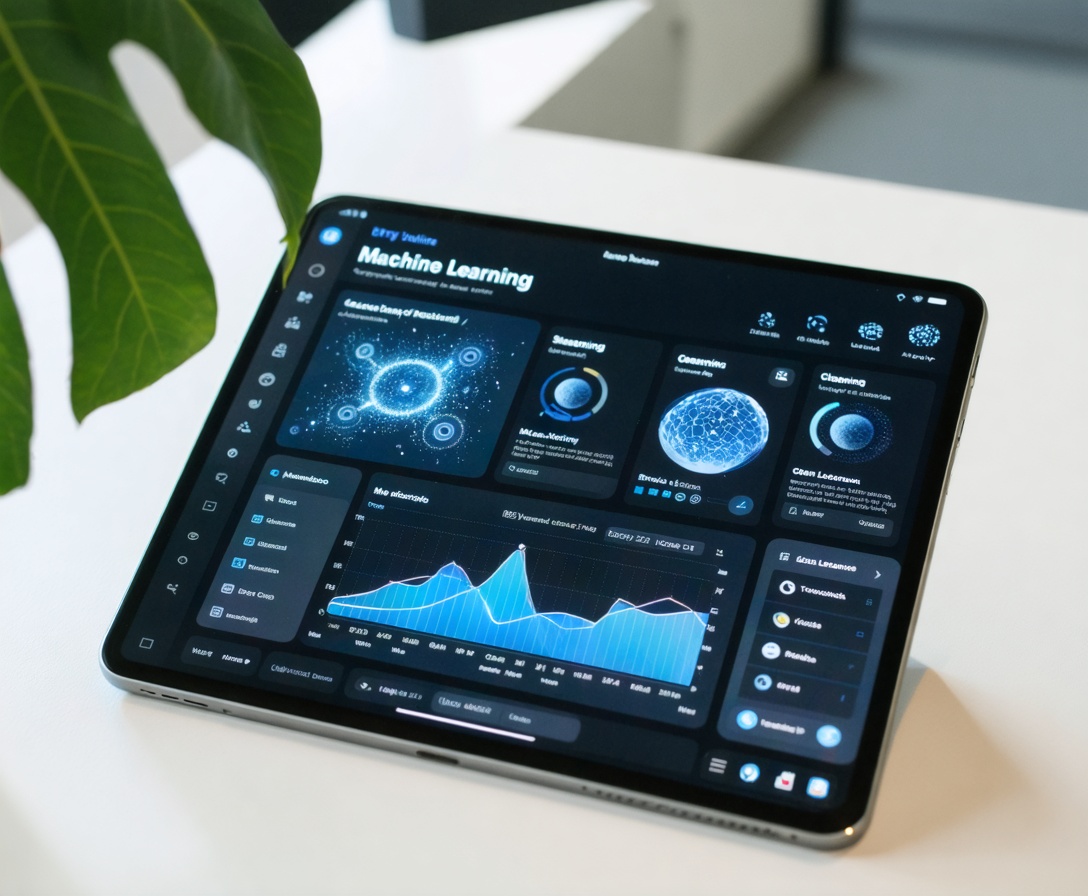 Tablet che mostra una dashboard professionale di apprendimento online