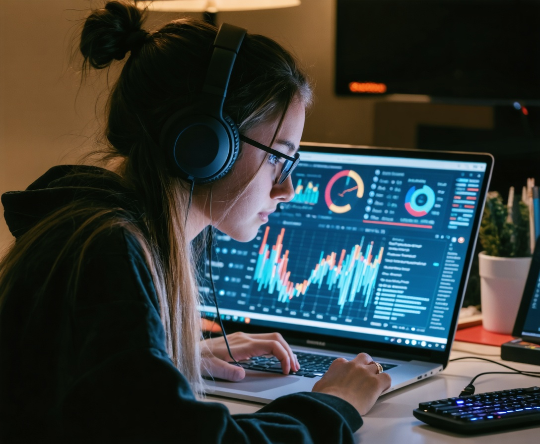 Студентка изучает визуализацию данных